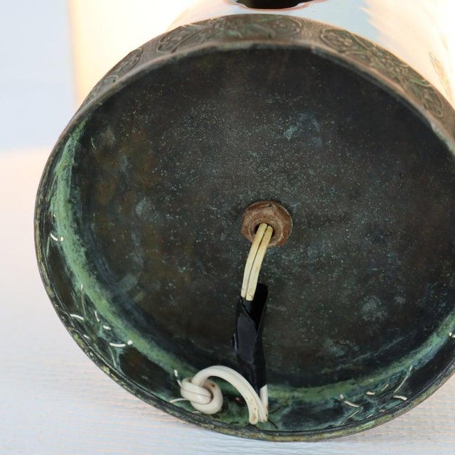 Red Antique Hand Painted Chinese Cutout Porcelain Wig Stand Table Lamp 19thC For Sale - Image 8 of 8