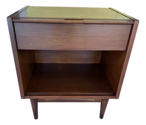 1960s Mid Century Walnut Nightstand Bedside Table