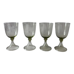 Set of 4 Juliska Green Blown Glass Wine Goblets