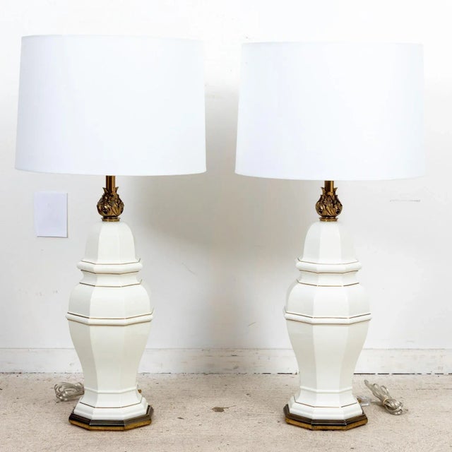 White Stiffel White Ginger Jar Lamps - A Pair For Sale - Image 8 of 8