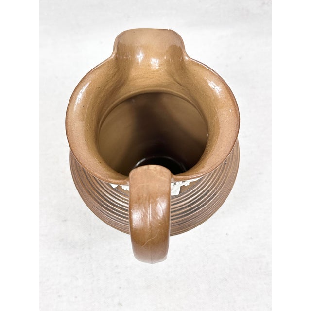 Late 19th Century Late 19th Century French Brown Stoneware Bistro Pitcher With Relief Label For Sale - Image 5 of 10