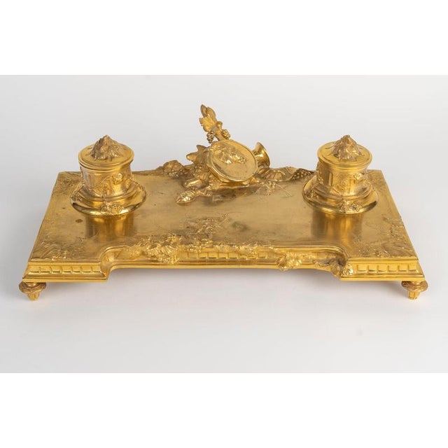 Gilded Bronze Inkwell by Albert Marionnet, 1800s For Sale - Image 6 of 9