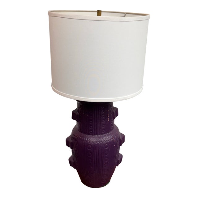 Vintage Purple Ceramic Table Lamp For Sale