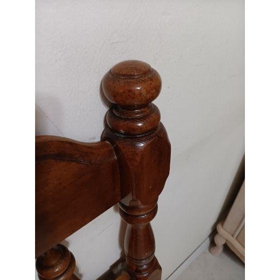Full Queen Headboard Wood Dark Tone Colonial Style For Sale - Image 4 of 6
