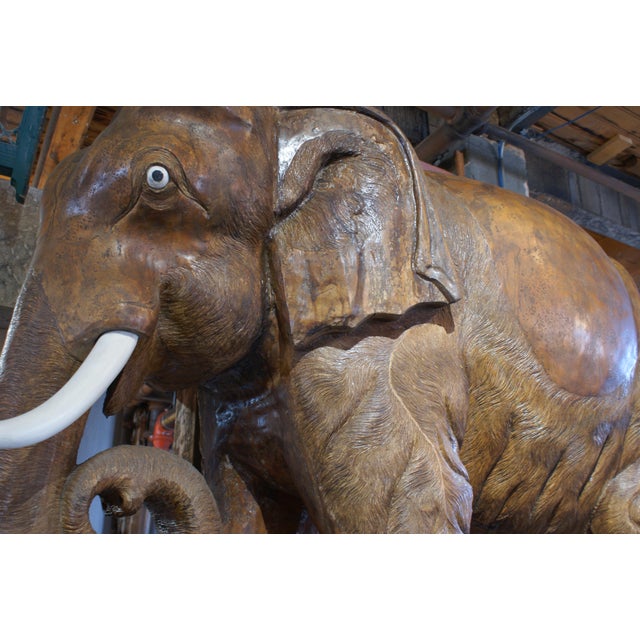 Large Carved Teak Elephant Chairish