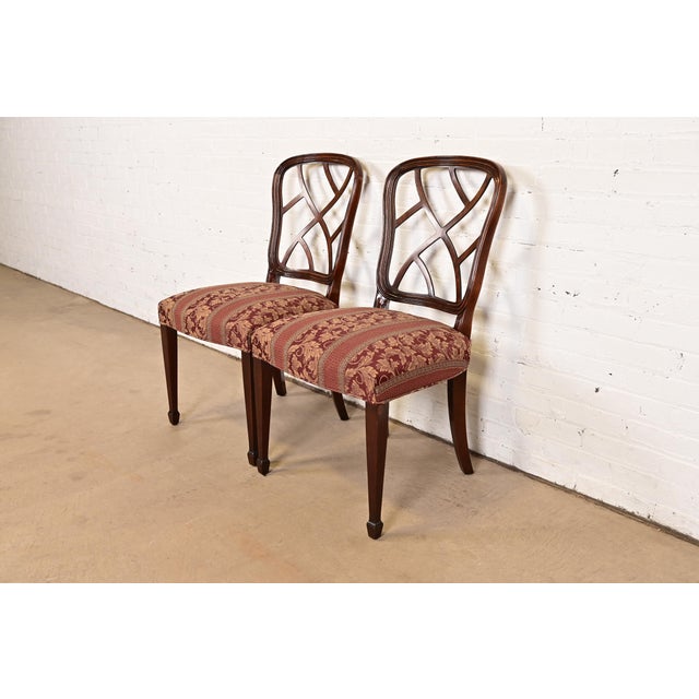 Kindel Furniture Kindel Furniture Federal Carved Mahogany Side Chairs or Dining Chairs, Pair For Sale - Image 4 of 12