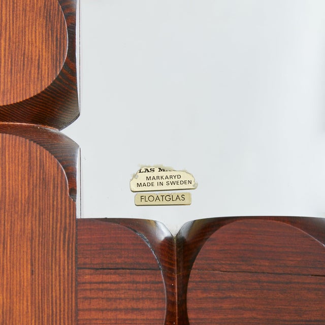 1970s Swedish Pine Wall Mirror by Glas Mäster Markaryd No. 01, 1970s For Sale - Image 5 of 9