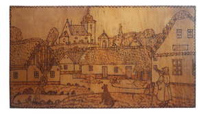 Art Deco Hand-Burned Woodblock with Folk Motif, 1920s