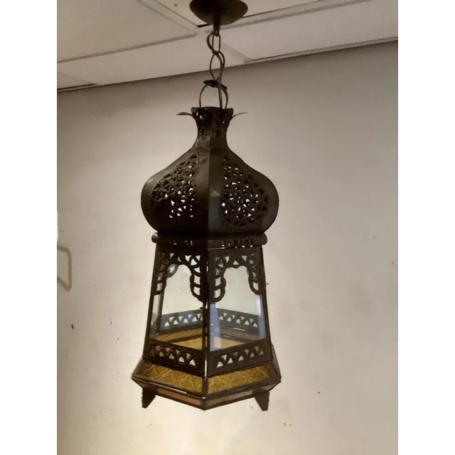 Brown Metal and Glass Ceiling Lamp For Sale - Image 8 of 8