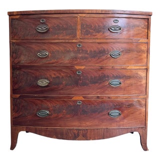 Antique Bow Fronted Chest of Drawers For Sale