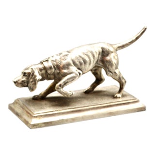 1900 Silver Plate Sculpture Model of a Pointer Dog For Sale