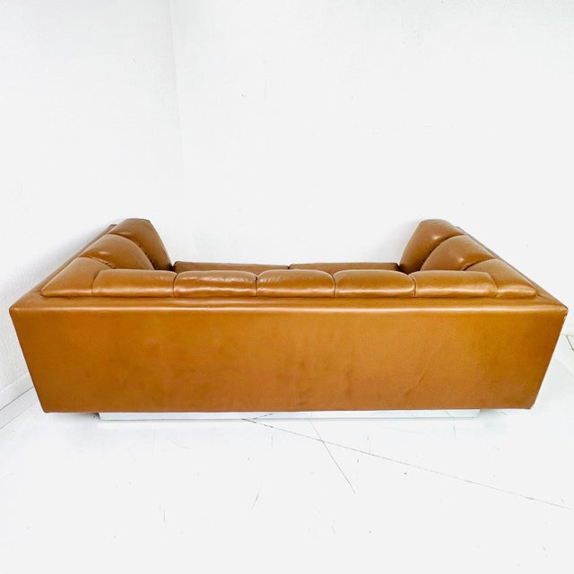 Metropolitan 1970s Channeled Leather Sofa by Metropolitan For Sale - Image 4 of 12