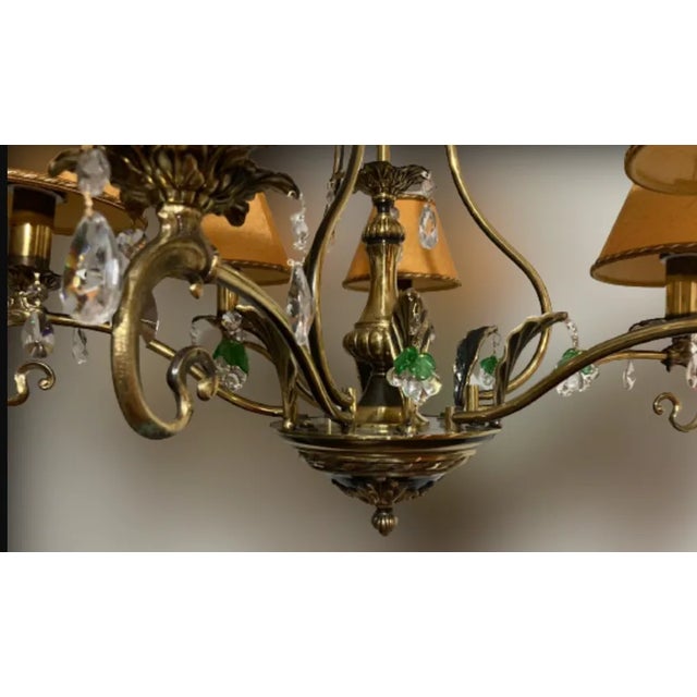 Art Nouveau Bronze Finish Chandelier, 1990s For Sale - Image 12 of 12