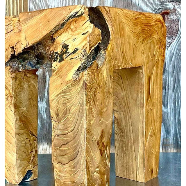 Vintage Organic Modern Sculptural Burl Wood Drinks Table For Sale - Image 9 of 13