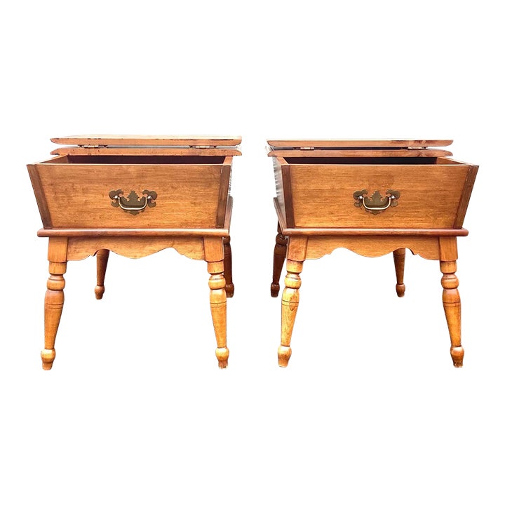 Vintage Mid Century HeywoodWakefield Dough Box Flip Too End Tables