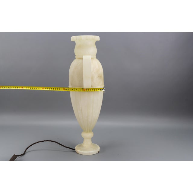 Neoclassical Style Alabaster Amphora-Shaped Table Lamp, 1930s For Sale - Image 17 of 18