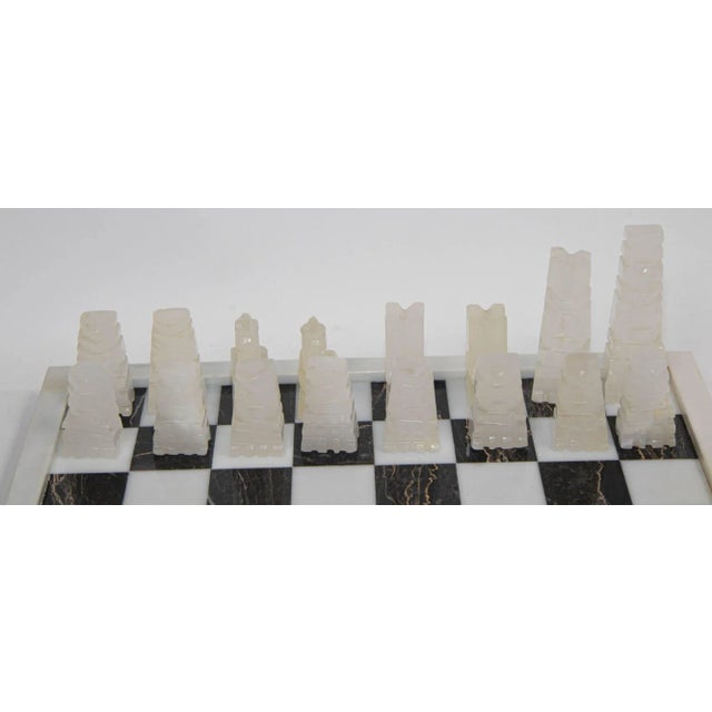 Gemstone Vintage Marble Large Chess Set With Hand-Carved Turquoise Onyx Pieces For Sale - Image 7 of 13