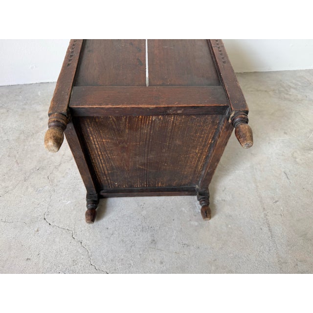 Antique French Country Solid Wood Wastebasket / Trash Can For Sale - Image 10 of 12