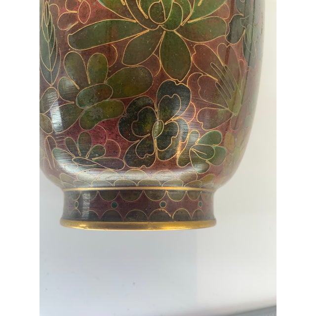 Metal Vintage Cloisonné Vase For Sale - Image 7 of 9