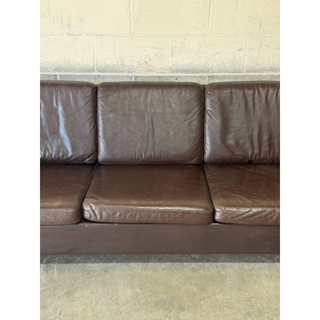 Animal Skin Dark Brown Leather Three-Seater Sofa With Black Legs Danish Mid-Century Modern 1970s For Sale - Image 7 of 11