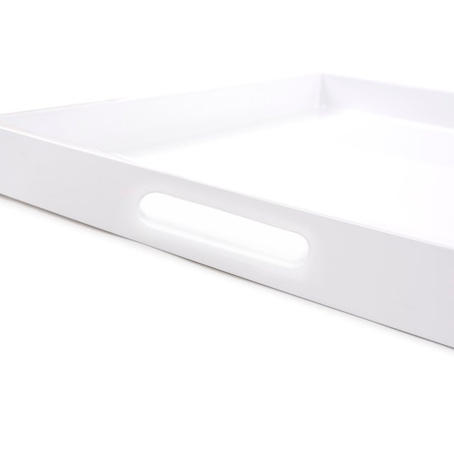 Contemporary White Lacquer Square Wood Tray Set For Sale - Image 3 of 10