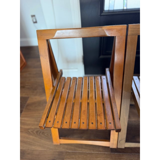 1960s Romanian Mid-Century Modern Teak Space Saver Dining Table With Four Hidden Nesting Chairs For Sale - Image 6 of 17
