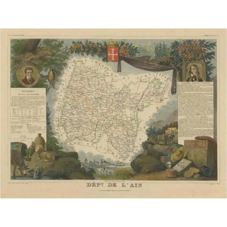 Antique Map of the Department of Lain For Sale