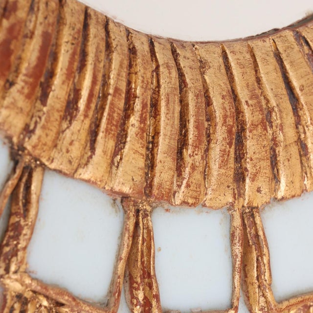 2000 - 2009 Oval Gilt Resin and Blue Glass Mirror in Manner of Line Vautrin. For Sale - Image 5 of 8