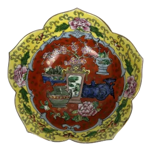Mid 20th Century Hand Painted Chinese Lotus Bowl