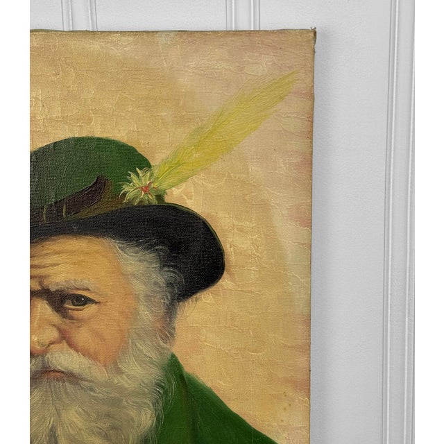 Textile Vintage Traditional Bavarian Gentleman Oil on Canvas Painting by David Pelbam For Sale - Image 7 of 10