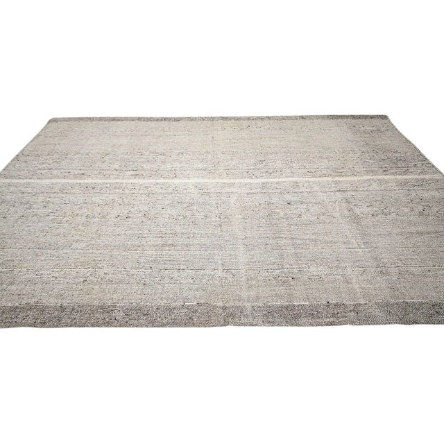 Vintage Gray Large Modern Turkish Kilim Rug For Sale - Image 4 of 7