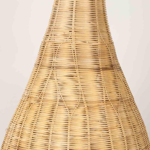Wood Extra Large 1980s Sculptural Wicker Floor Lamp, France For Sale - Image 7 of 10