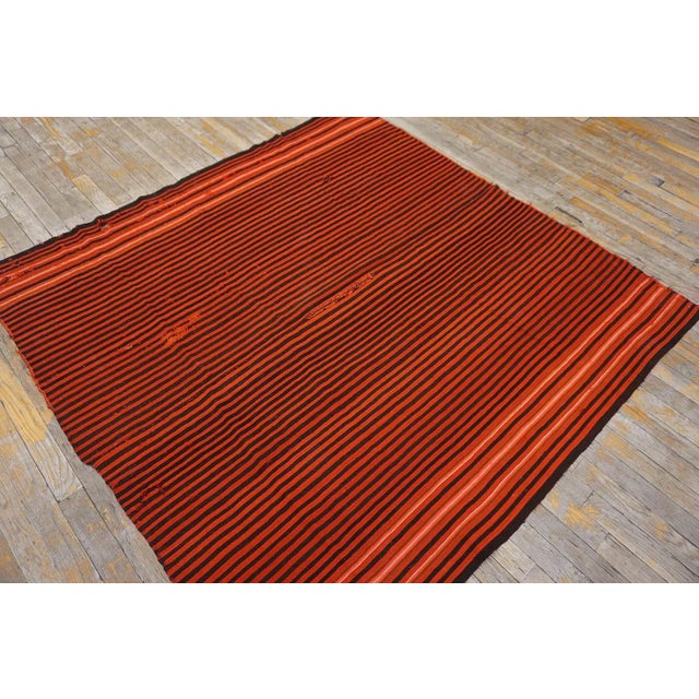 Native American 1920s Red Background Stripe Black and Ivory Desing Antique Navajo Rio Grande Rug For Sale - Image 3 of 17