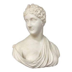 Italian Grand Tour Carved Marble Bust of Woman