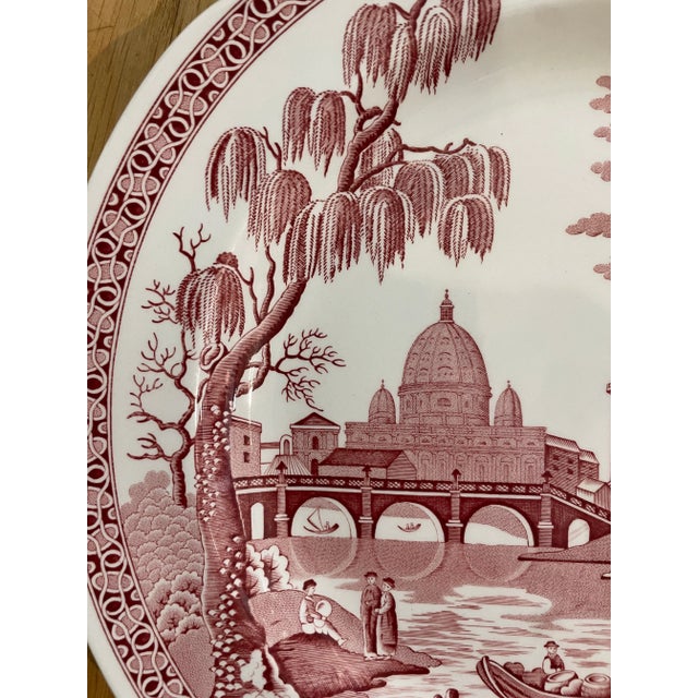 Red Vintage 1990’s Spode Archive Collection Cranberry Transferware Plates - a Set of 4 For Sale - Image 8 of 11