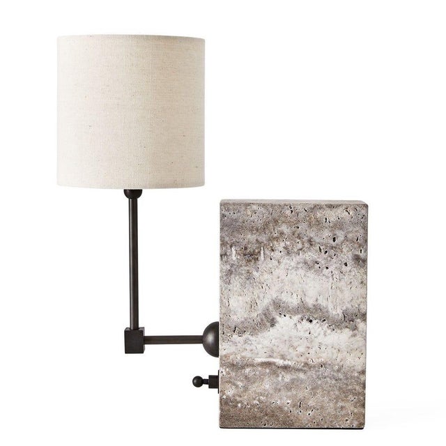 On a Shelf Lamp - Travertine/Bronze For Sale - Image 4 of 7