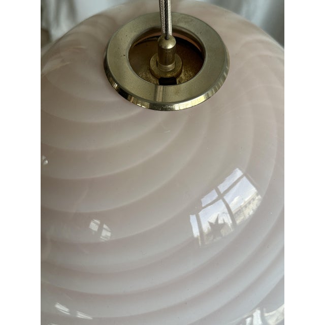 Baby Pink Swirl Murano Glass Pendant, 1970s For Sale - Image 18 of 18