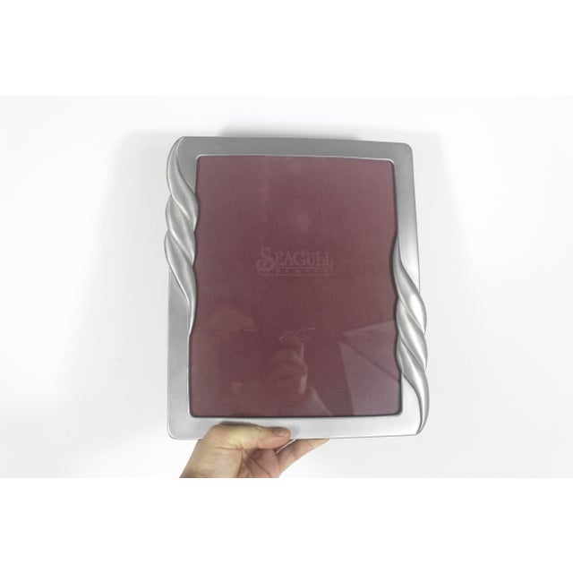 Art Nouveau Style 8x10 Rectangular Horizontal Vertical Pewter Picture Frame Seagull Canada Floral, Velvet Easel, Table Top Photograph For Sale - Image 4 of 8