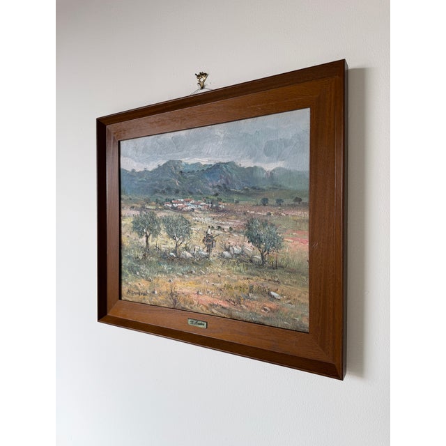 1960s 1960s Vintage B. Andreu Countryside Landscape Oil on Canvas Painting, Framed For Sale - Image 5 of 12