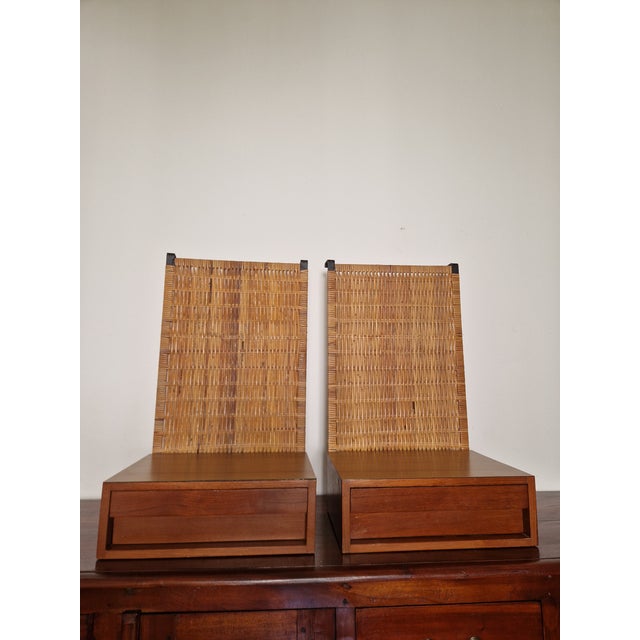 Bedside Tables with Vienna Straw Panels attributed to Hans J. Wegner for Getama, 1950s, Set of 2 For Sale - Image 11 of 18