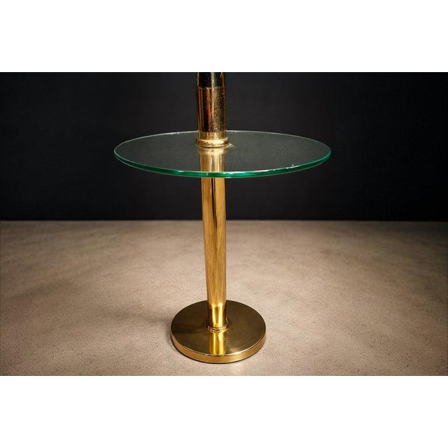 Mid-Century Modern Brass Floor Lamp with Integrated Glass Shelf and Pleated Shade, Italy, 1960s - Lot 902 For Sale - Image 9 of 11