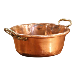 19th Century French Copper and Brass Jelly Boiling Bowl From Normandy