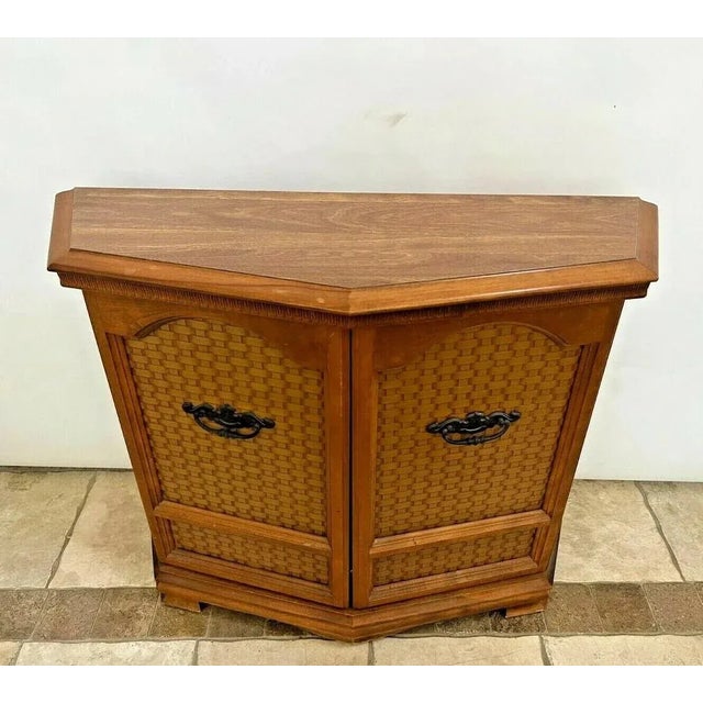 1960s 1960s Mid Century Console Cabinet Double Doors and Interior Shelf For Sale - Image 5 of 10