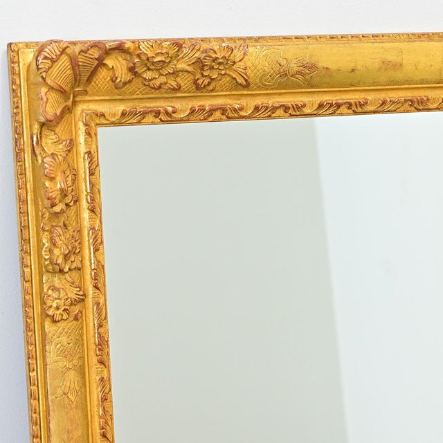 Gold French 19th Century Floral Gold Gilt Mirror For Sale - Image 8 of 12