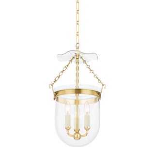 Hudson Valley Lighting Mark D. Sikes Rousham 3-Light Lantern Pendant, Aged Brass For Sale