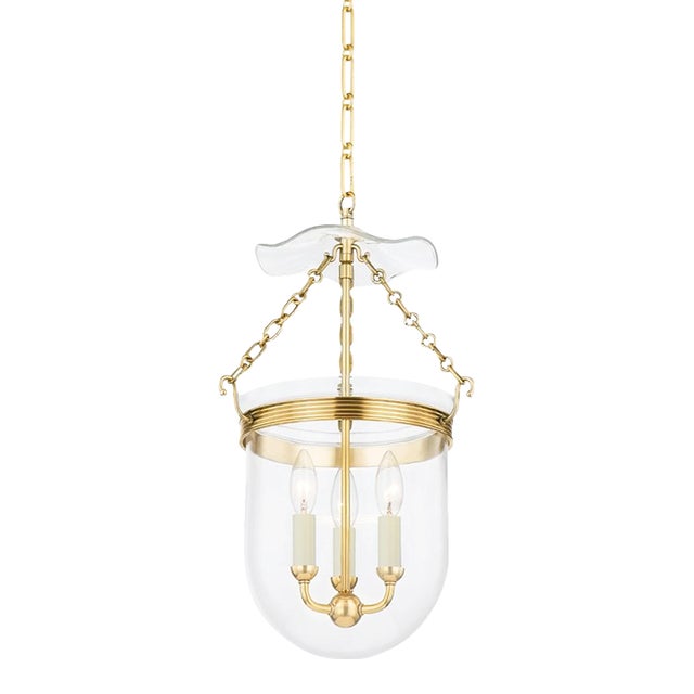Hudson Valley Lighting Mark D. Sikes Rousham 3-Light Lantern Pendant, Aged Brass For Sale