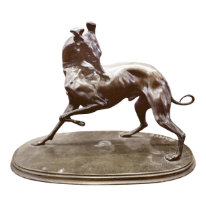 Bronze Sculpture of a Whippet Dog After Antoine-Louis Barye