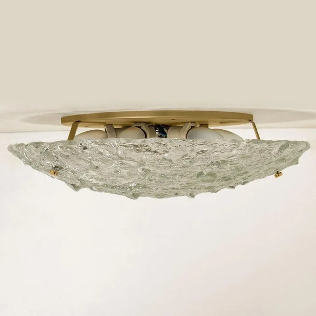 Gold Gold Textured Wave Glass Flush Mount from Kaiser Leuchten, 1970s For Sale - Image 8 of 16