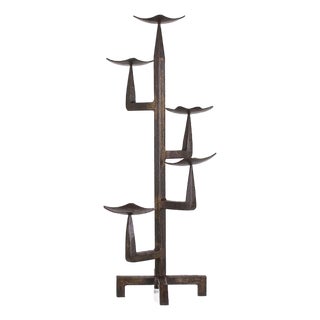 Brutalist Wrought Iron 4-Armed Candelabra, 1960s For Sale