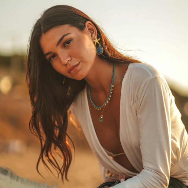 Ocean Star Blue Cat Eye Gold Earrings, A Pair For Sale In Miami - Image 6 of 8